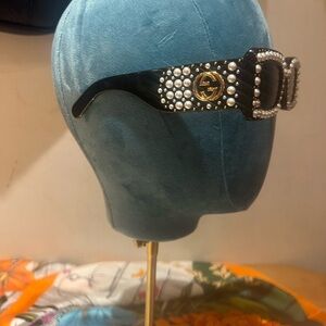 Gucci Black and Gold Pearl Embellished Glasses